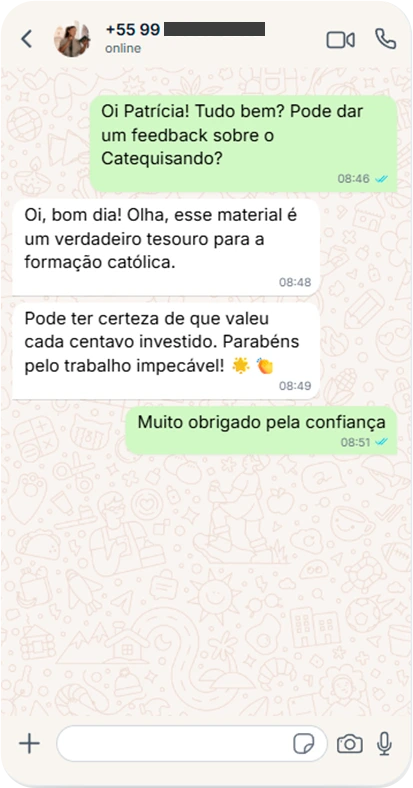 Depoimento de Patrícia sobre o Catequisando